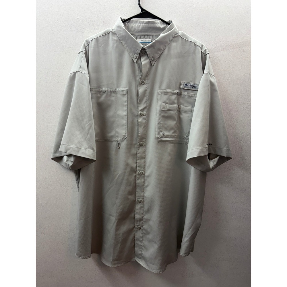 Columbia PFG Mens Bahama II Short Sleeve Fishing Shirt Grey XL